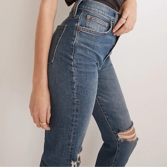 Madewell Jeans 27 The Perfect Vintage Crop Jean Gooding Wash Knee-Rip Edition - Picture 5 of 14